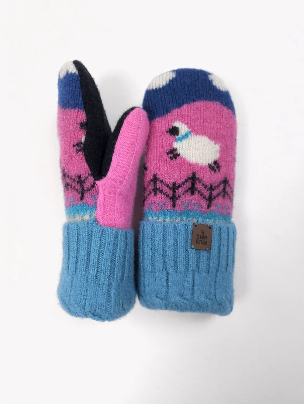 Upcycled Pink Sheep Wool Sweater Mittens: Double Fleece Lined (Adult XS/S)